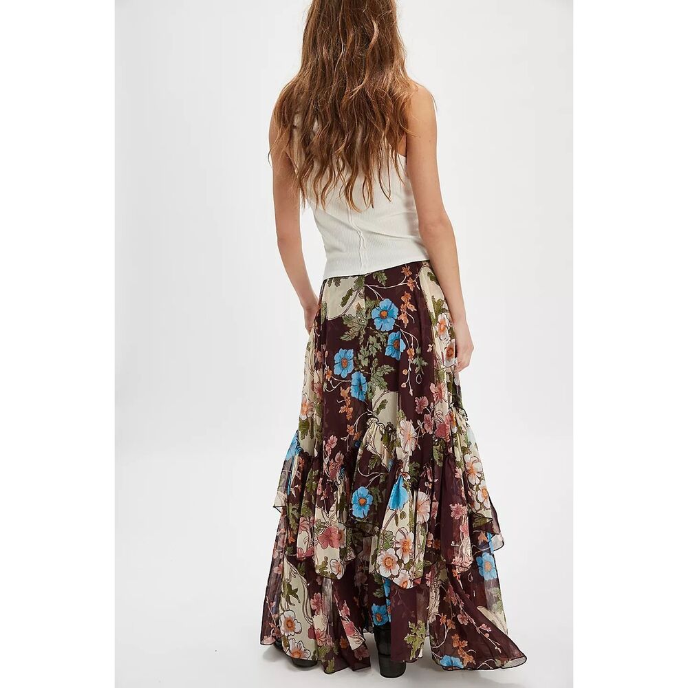 Free People Palermo Villa Chiffon Maxi Skirt Size S - Picture 4 of 9